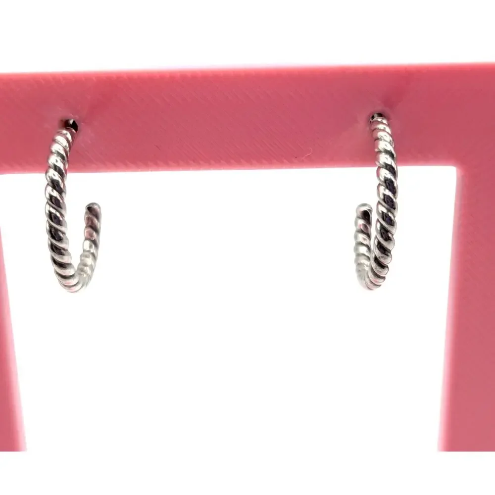 Sterling Silver 3 Pair Twisted Rope Hoop Earrings Mixed Sizes Post Back Set